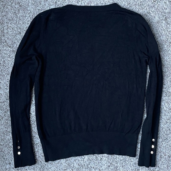 Basement Sweaters - Basement Basic Black V-Neck Sweater - Size XS Cuffed Long Sleeve Golden Buttons